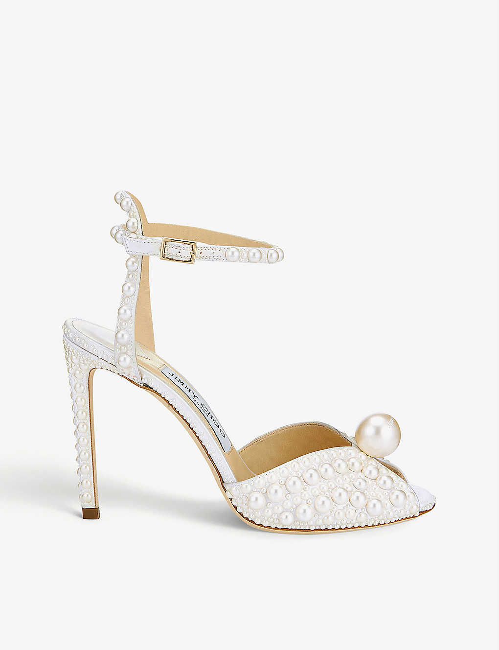 Sacora 100 pearl-embellished satin sandals | Selfridges