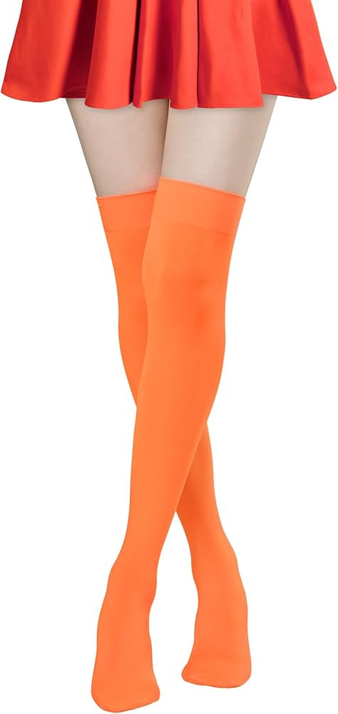 Orange Knee High Socks for Women Thigh High Long Sock Velma Costume Over Knee Stockings Leg Warme... | Amazon (US)