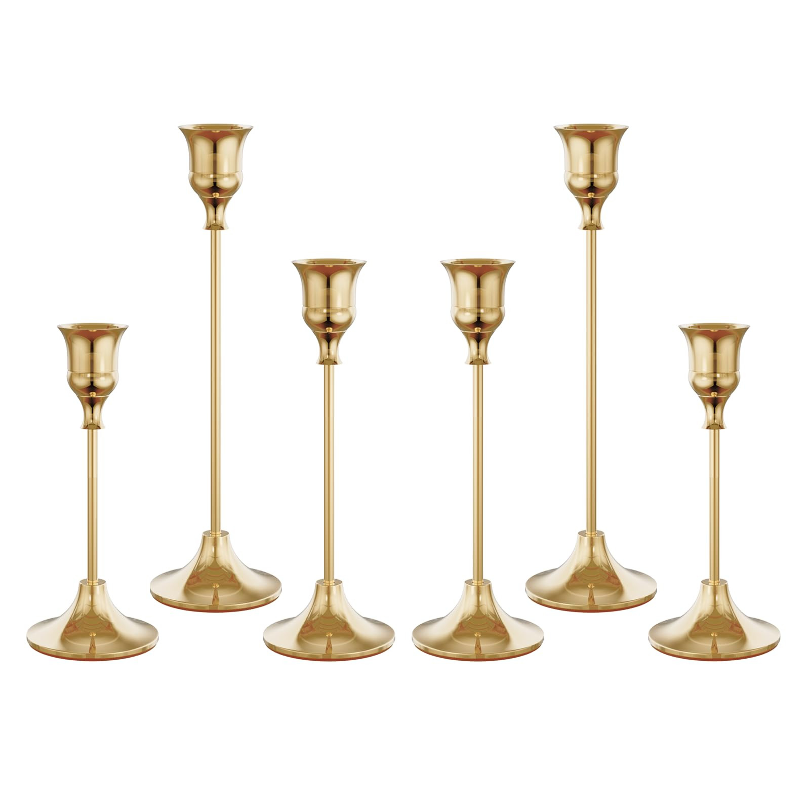 Set of 6 French Gold Candle Holders for Taper, Vintage Candlestick Holder Decorative Metal Candle... | Amazon (US)