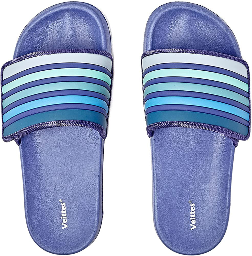 Veittes Kid Boys Girls Pool Slide Sandals, Kid's Touch Fastening Stripe Slip On Slider Sandals fo... | Amazon (US)