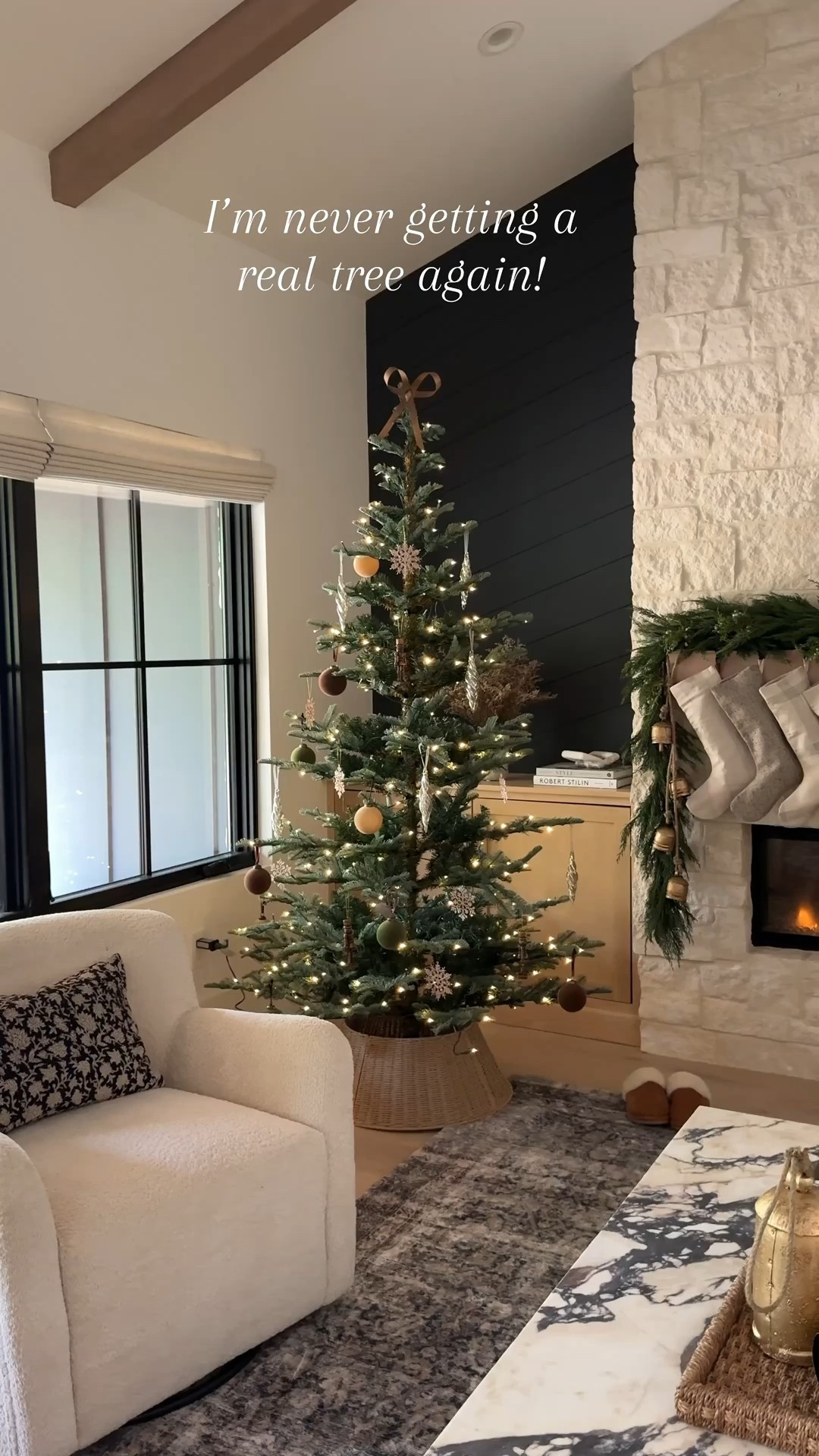 Never getting a real tree again!!  It is so easy to set up and I didn’t think I would love it so much! This tree is from King of tree Christmas and I love that it’s not a massive tree and the perfect fullness. There’s eight different light settings, and you can change the brightness. Icicle ornaments and nutcracker are from there as well - love the texture they add to the tree. Christmas ball, ornaments, fireplace, garland, bells, stockings, wood garland

#LTKHoliday #LTKSaleAlert #LTKHome