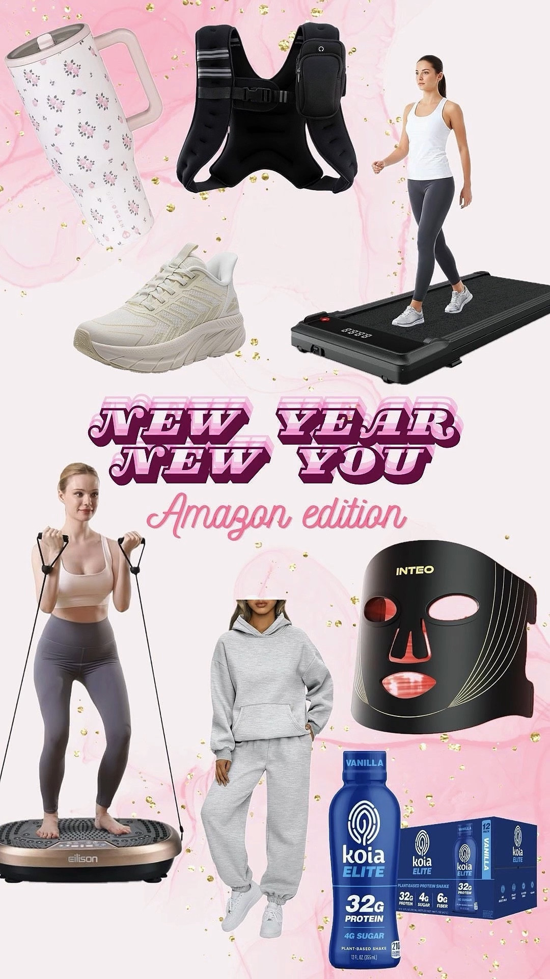 It’s a new year, so you know what that means! New goals to crush. If you’re anything like me, you’re trying to prioritize your health and wellness this year. As a busy mom on the go it’s so hard to find the time and energy to put ourselves first. I made this wishlist of things I would love to jumpstart my fitness and health goals for this year! All things are from Amazon: workout gear, running shoes, walking pad and my favorite protein shakes! 

#LTKActive #LTKfitnessgoals #LTKmomlife