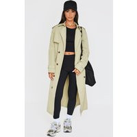 Petite Olive Oversized Trench Coat | PrettyLittleThing US