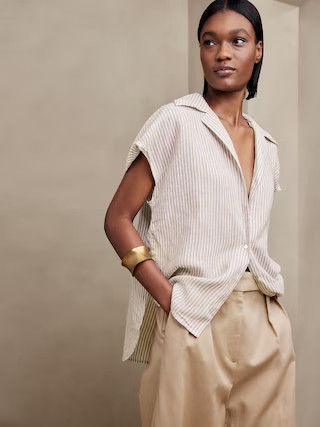 Clara Linen Short-Sleeve Shirt | Banana Republic (US)
