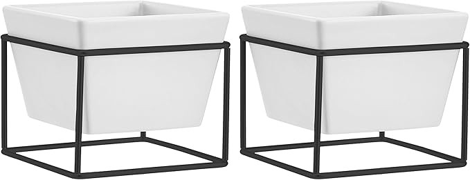 AmazonBasics Tabletop Planter, Square - White/Black (2-Pack) | Amazon (CA)