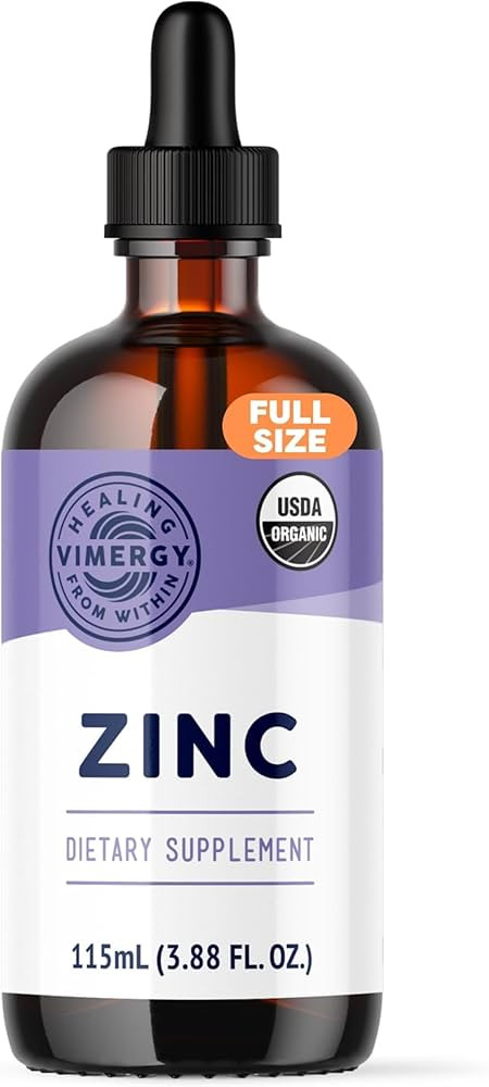 Vimergy Organic Zinc Supplements For Women & Men (7.5mg Liquid Zinc Per Serving) Fast-Absorbing I... | Amazon (US)