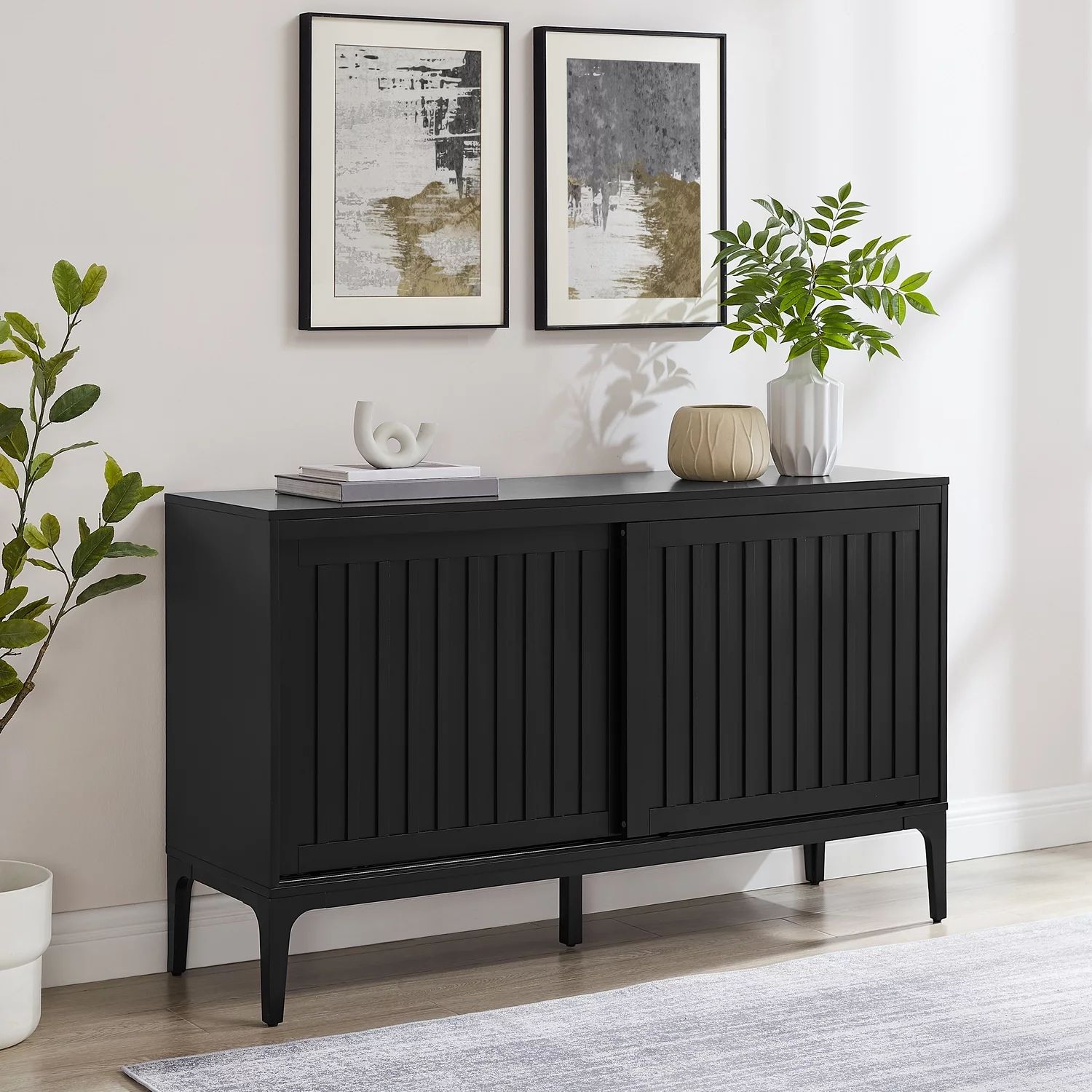 Crosley Furniture Asher Modern Particle Board Wood Sideboard in Matte Black | Walmart (US)