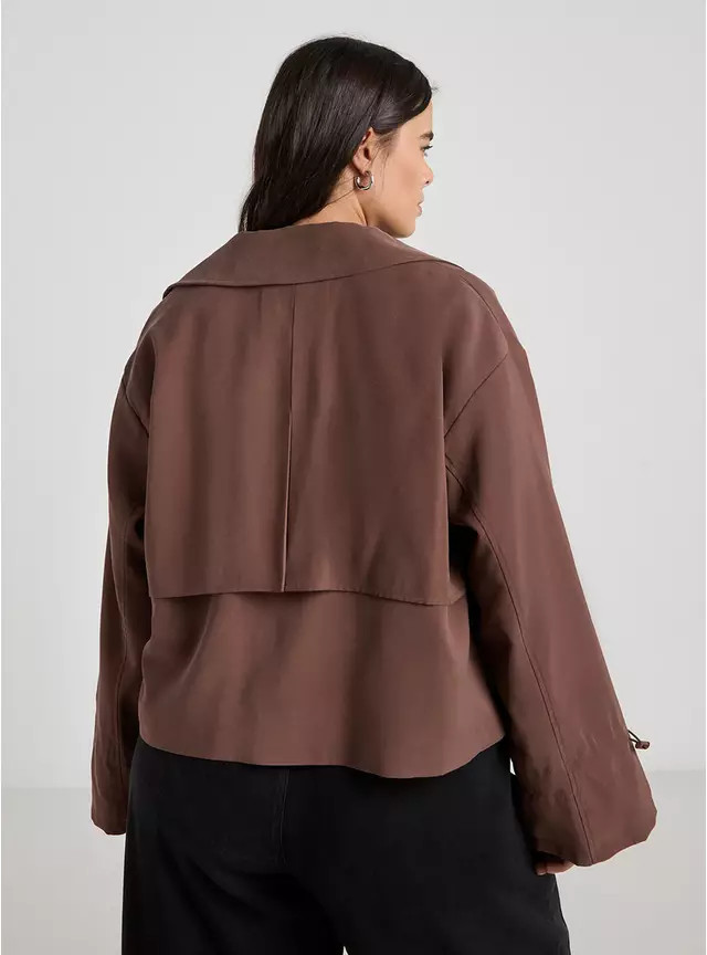 SIMPLY BE Draped Cropped Trench Coat 16 | Tu Clothing