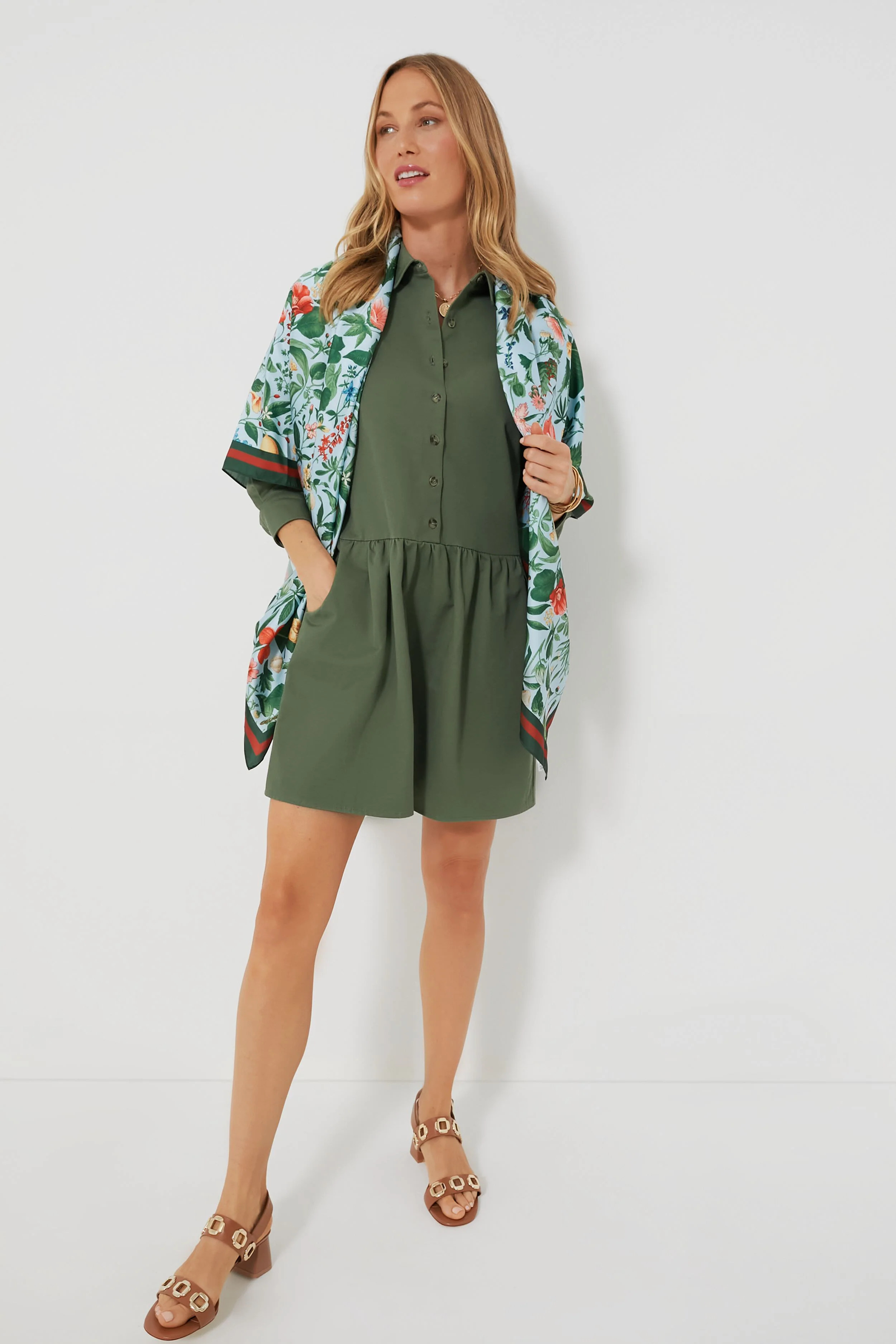 Jade Green Stretch Twill Hayes Dress | Tuckernuck (US)