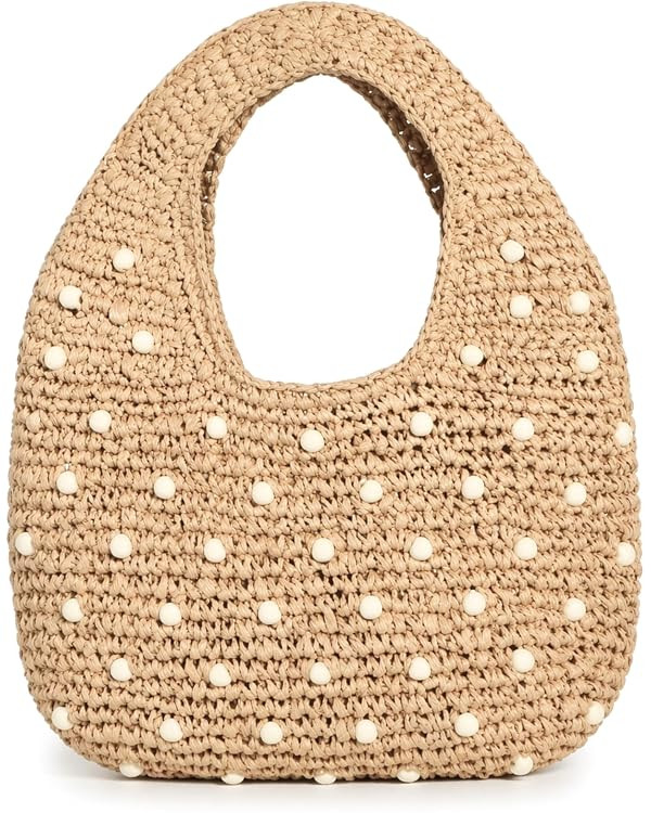 Thinkday Women's Micro Straw Beaded Bag Summer Straw Woven Beach Bag Beaded Top Handle Handbag Ev... | Amazon (US)