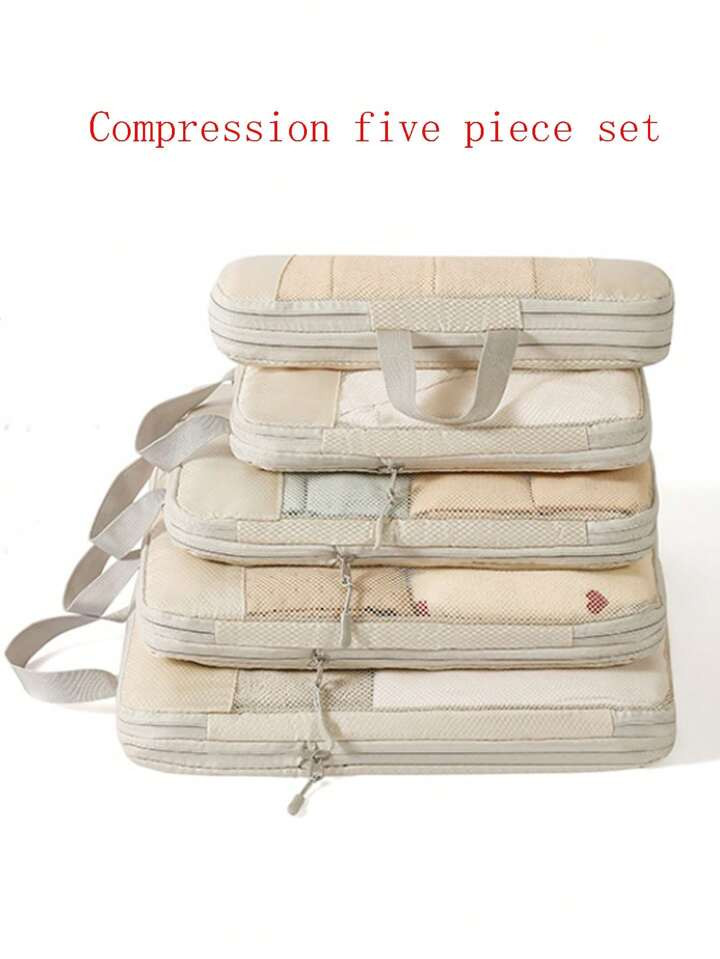5 Pieces Compression Packing Cubes For Suitcases, Light Travel Suitcase Organizer Bags Set, With ... | SHEIN