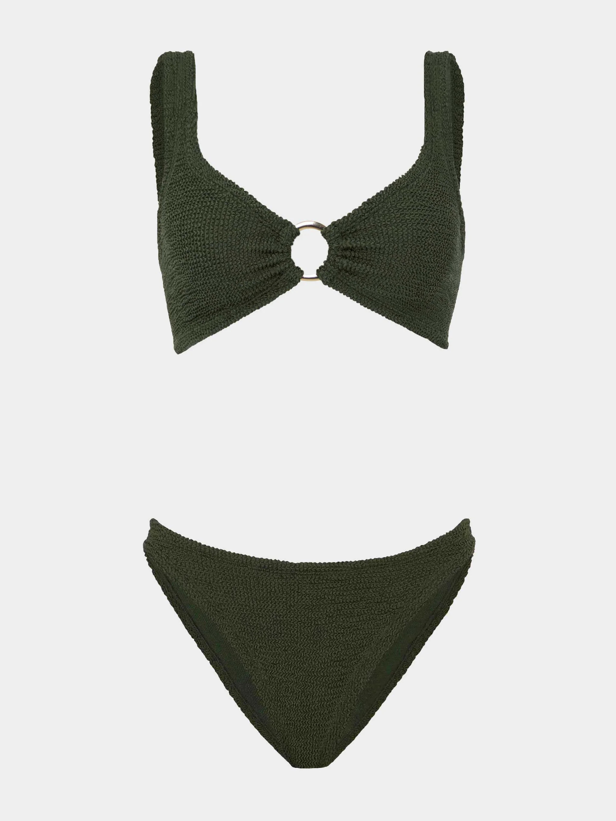 Julia With Gold Hoop Bikini - Metallic Khaki | HUNZA G