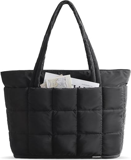 BAGSMART Expandable Tote Bag for Women, Puffer Work Tote Travel Bag | Quilted Carry On Bag for Tr... | Amazon (US)