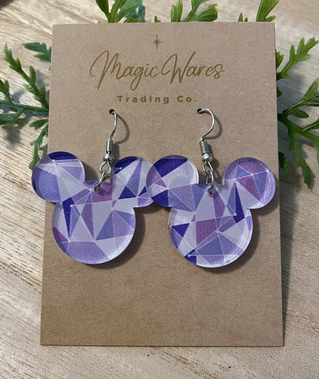 Purple Wall, Laser Cut Purple Geometric Pattern Crystal Acrylic Earrings, Made to Order, Disney I... | Etsy (US)