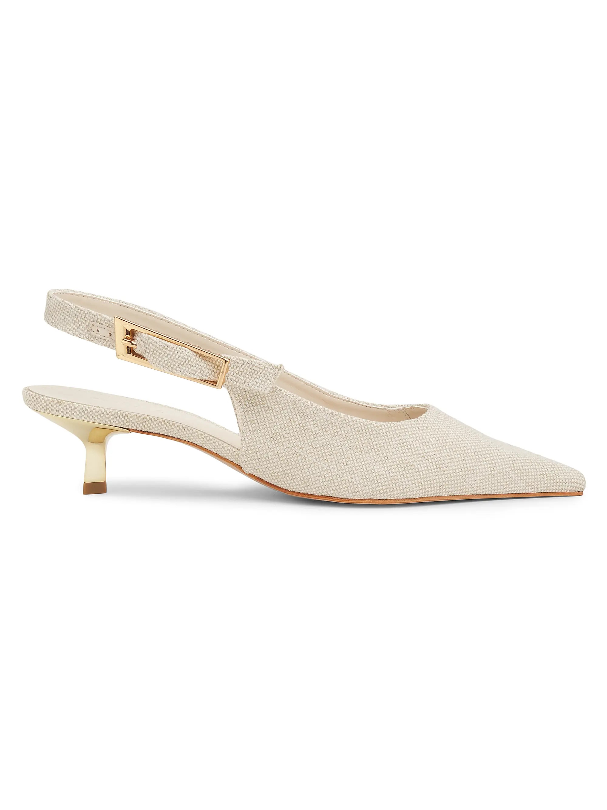 Ciara 50MM Linen Kitten-Heel Pumps | Saks Fifth Avenue