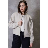 Womens 'Pheobo' Brushed Cropped Bomber Jacket - Cream - 12 | NastyGal UK