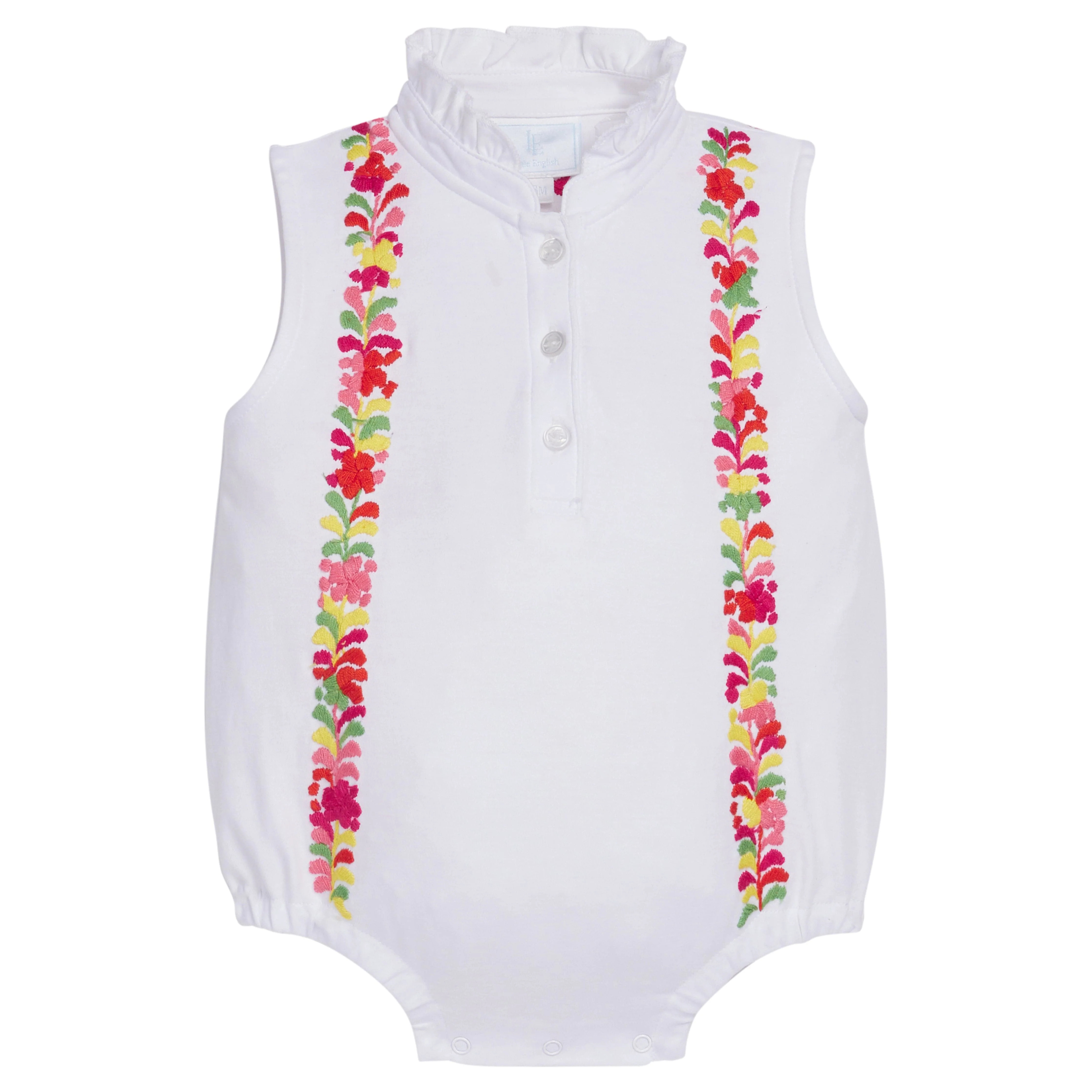 Embroidered Sleeveless Hastings Bubble - White | Little English