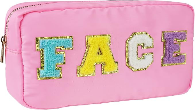 Nylon Zipper Waterproof Preppy Makeup Face Care Stuff Bag-Women Cosmetic Pouch for Travel and Org... | Amazon (US)