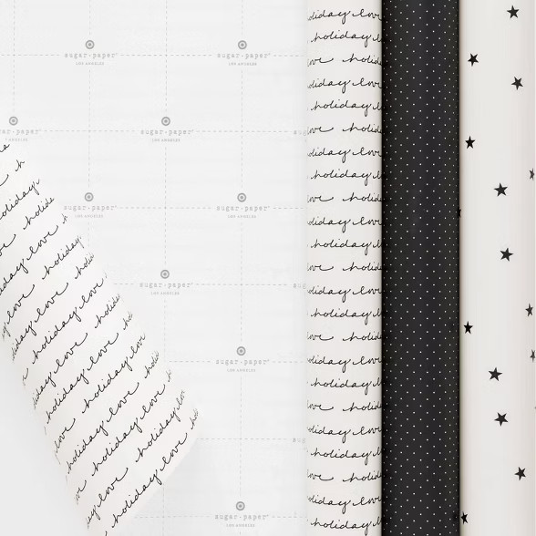 Cream and Black Gift Wrap Trio - Sugar Paper™ | Target