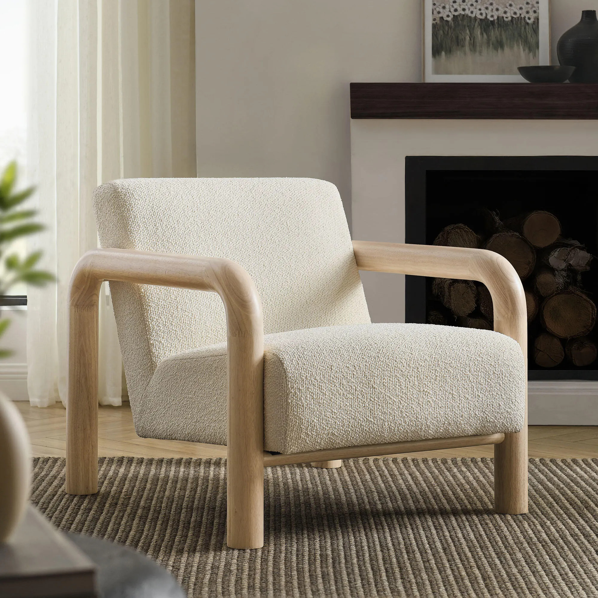 Modway Sereno Accent Chair, Cream/Oak | Ashley