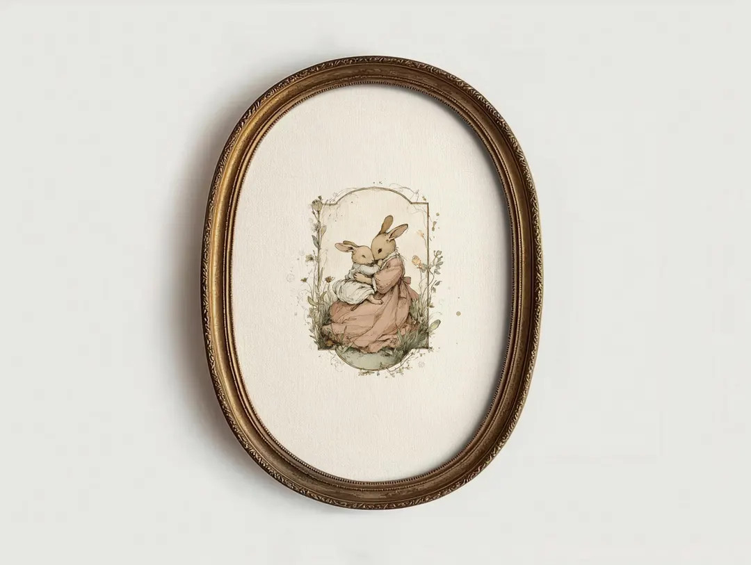 Digital Download | Vintage | Animal | Nursery Art | Bunny Watercolor - Etsy | Etsy (US)