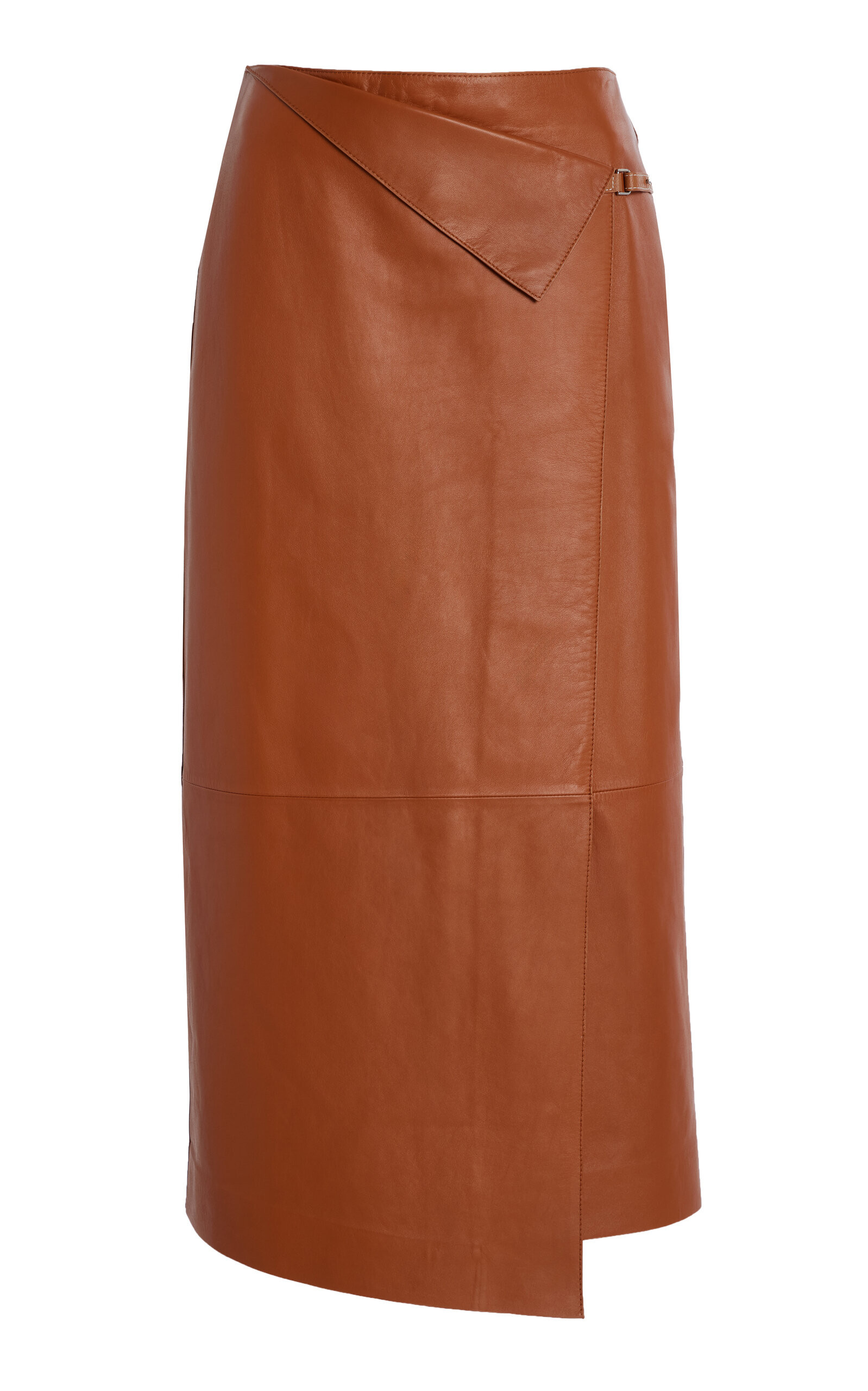 Leather Overlap Midi Skirt | Moda Operandi (Global)