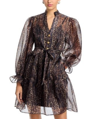 Organza Leopard V Neck Tiered Dress | Bloomingdale's (US)