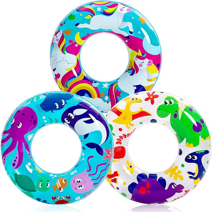 JOYIN 3 Pack Pool Floats, Pool Tube for Kids Swim Rings Inflatable Tubes, Unicorn Sea Animal Tube... | Amazon (US)