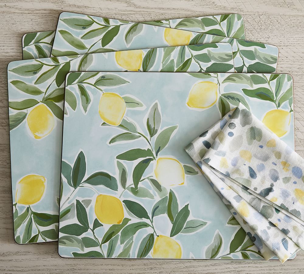 Rebecca Atwood Lemon Cork Placemats - Set of 4 | Pottery Barn (US)