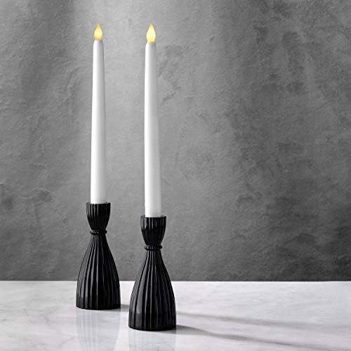 Black Candlestick Holder Set - Glass Taper Candle Holders, Glossy Black Finish, 6 Inch Height, Fi... | Amazon (US)