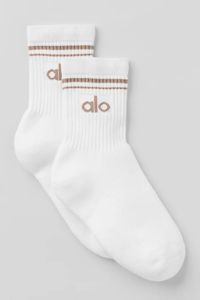 Unisex Half-Crew Throwback Sock - White/Chai Latte | Alo Yoga (US)