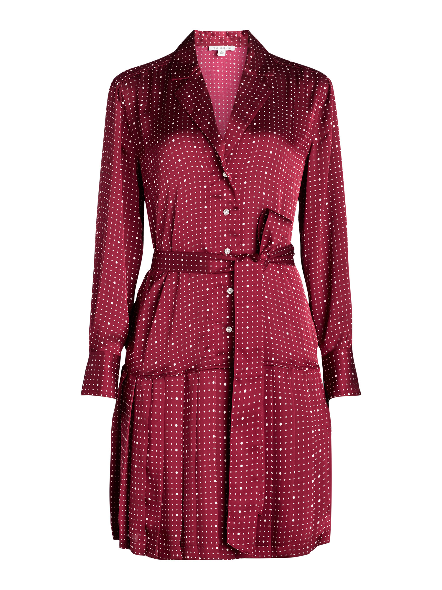 Free Assembly Women's Pleated Mini Shirtdress with Long Sleeves, Sizes XS-XXL - Walmart.com | Walmart (US)