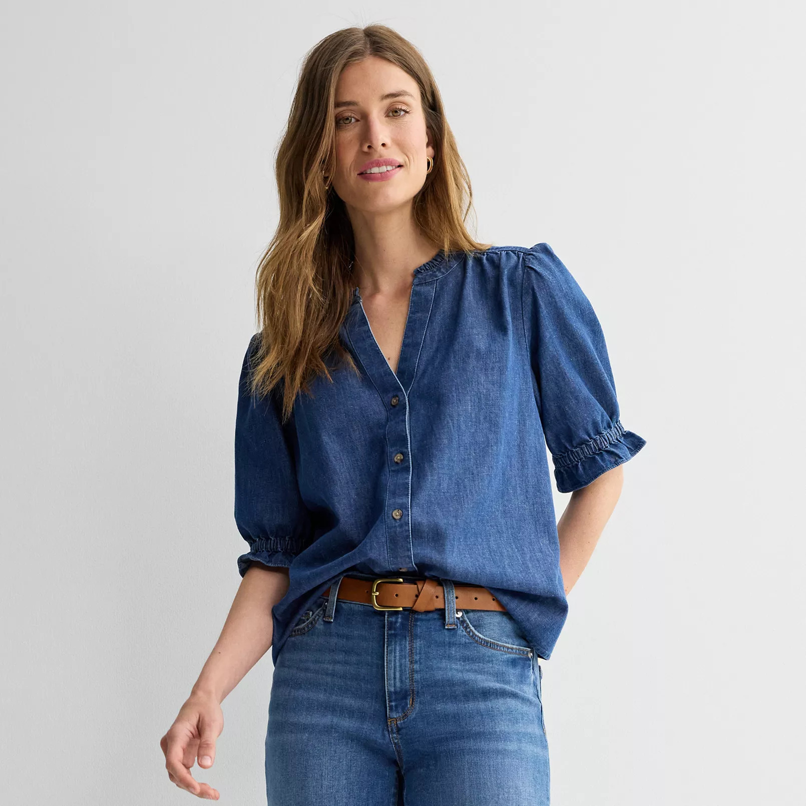 Women's Sonoma Goods For Life® Puff Sleeve Button Front Top | Kohl's