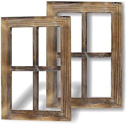 Greenco Wooden Rustic Mount Window Frames Vintage Country Farmhouse Wall Décor-Set of 2 | Amazon (US)
