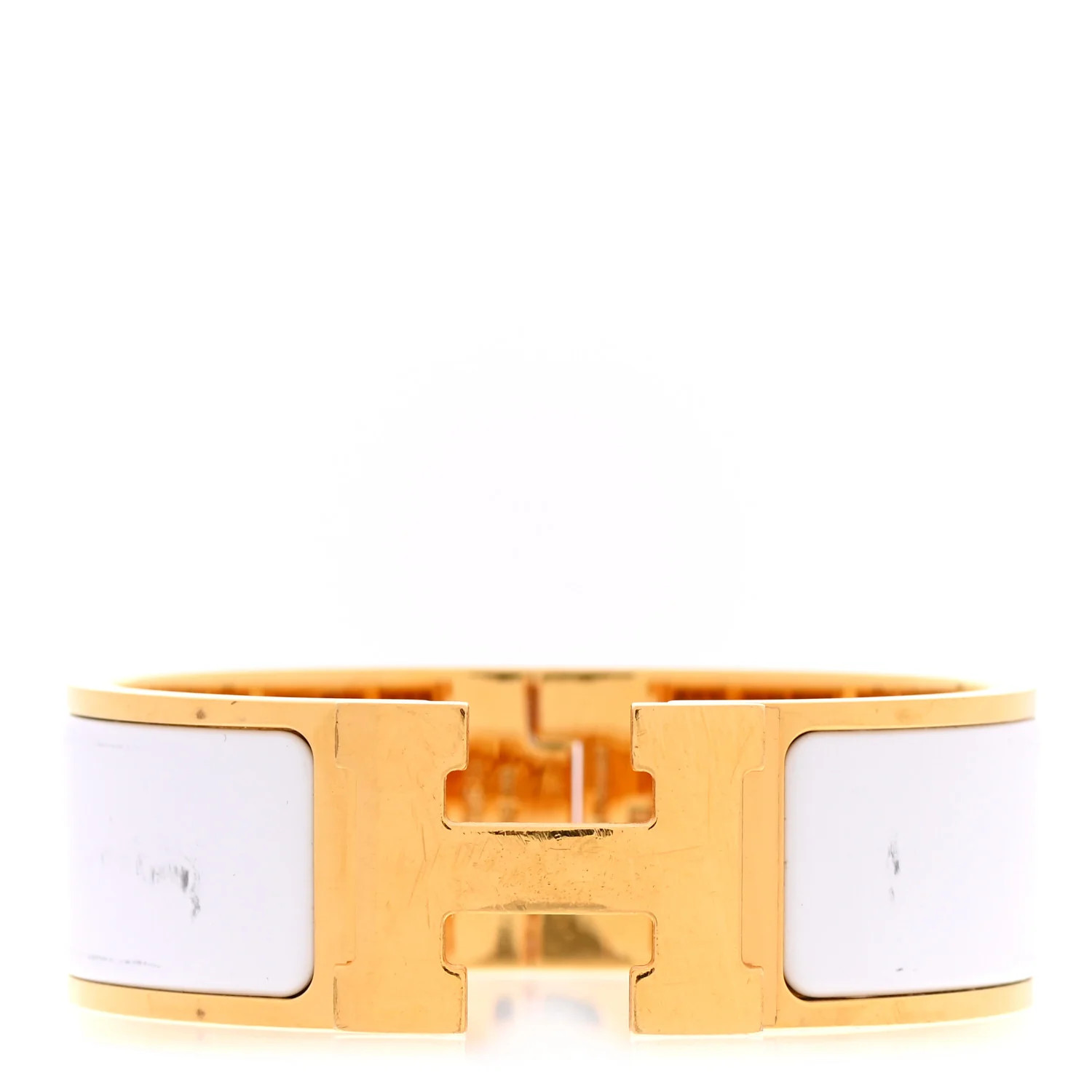 HERMES Enamel Wide Clic Clac H Bracelet PM White | FASHIONPHILE | Fashionphile