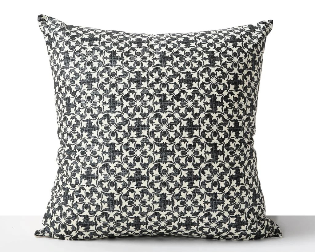 Charcoal and Cream Printed Pillow Cover | Coterie, Brooklyn