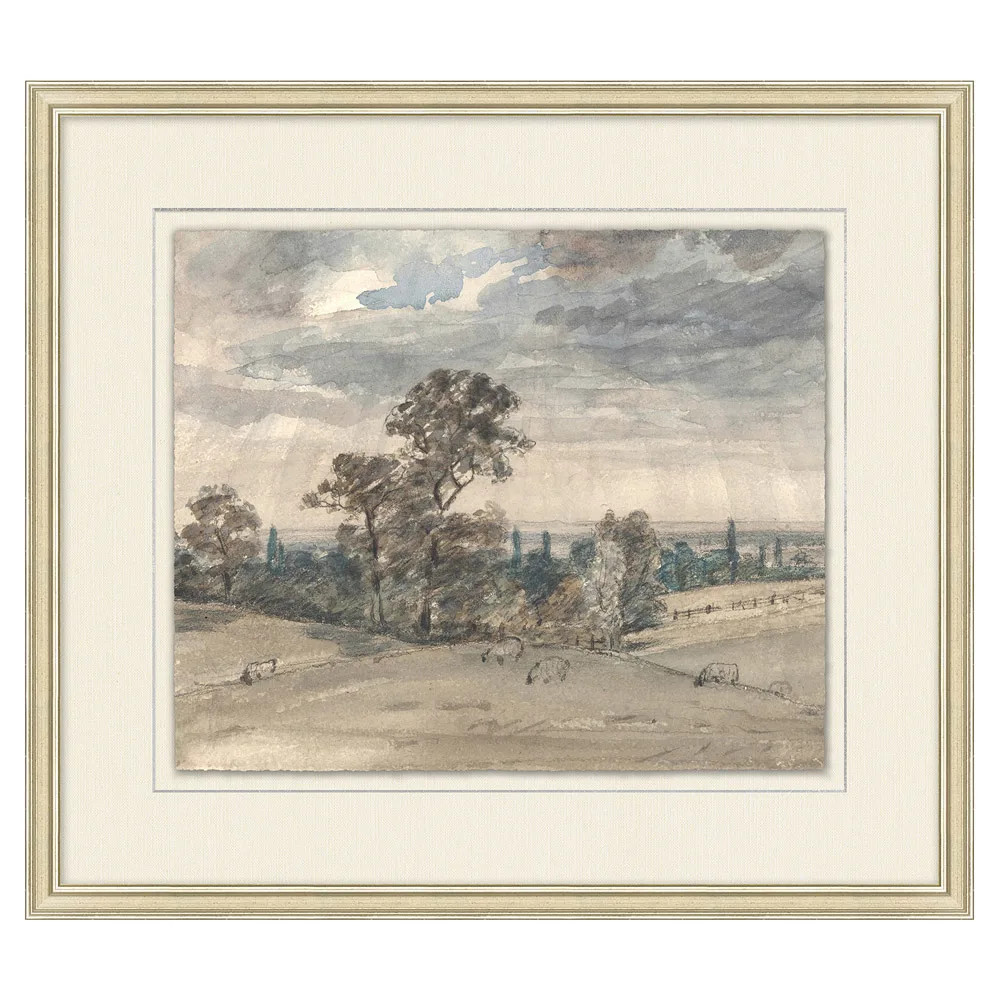 Yorkshire Traditional Grey Landscape Silver Leaf Frame Painting 3 - 23x26 | Kathy Kuo Home