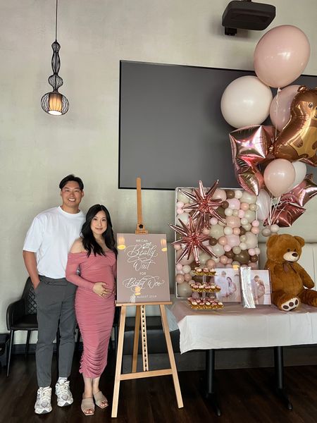 So thrilled with how our bear themed baby shower turned out! Linking the dress (wearing size 4) and mules.

#LTKBaby #LTKStyleTip #LTKBump