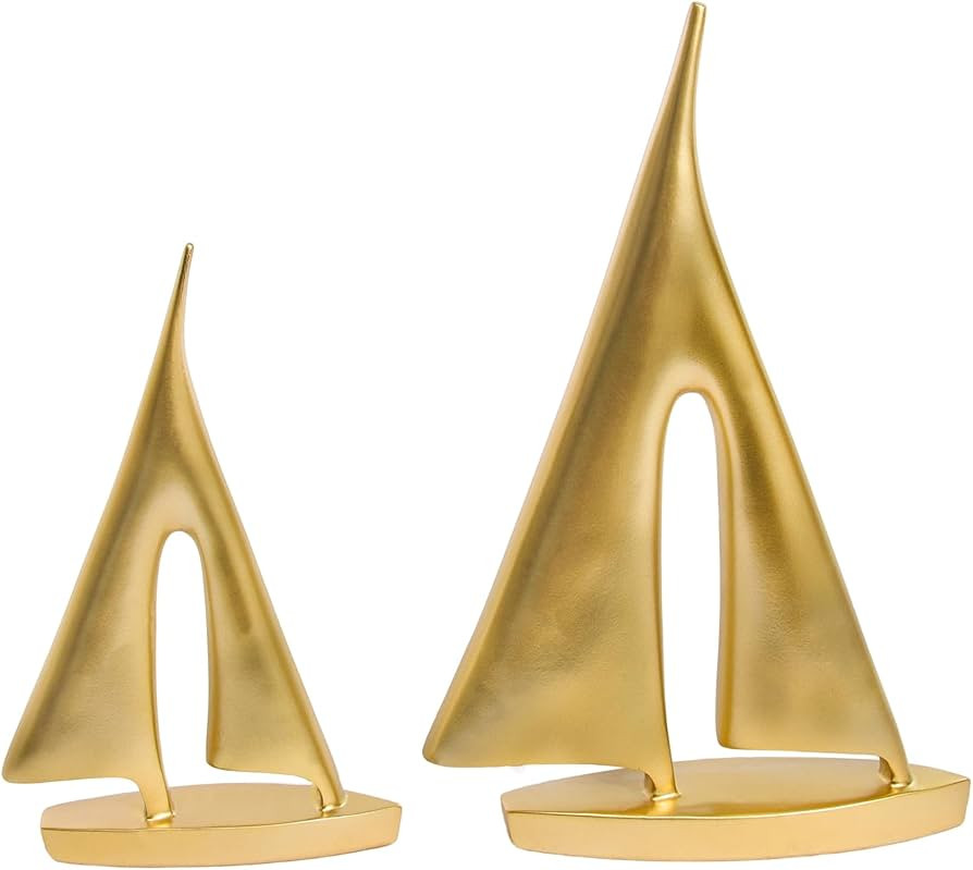 Modern Sculptures Home Decor, Gold Sailboat Decor Ornament, Boat Decorations Statue Decor, Art Sc... | Amazon (US)