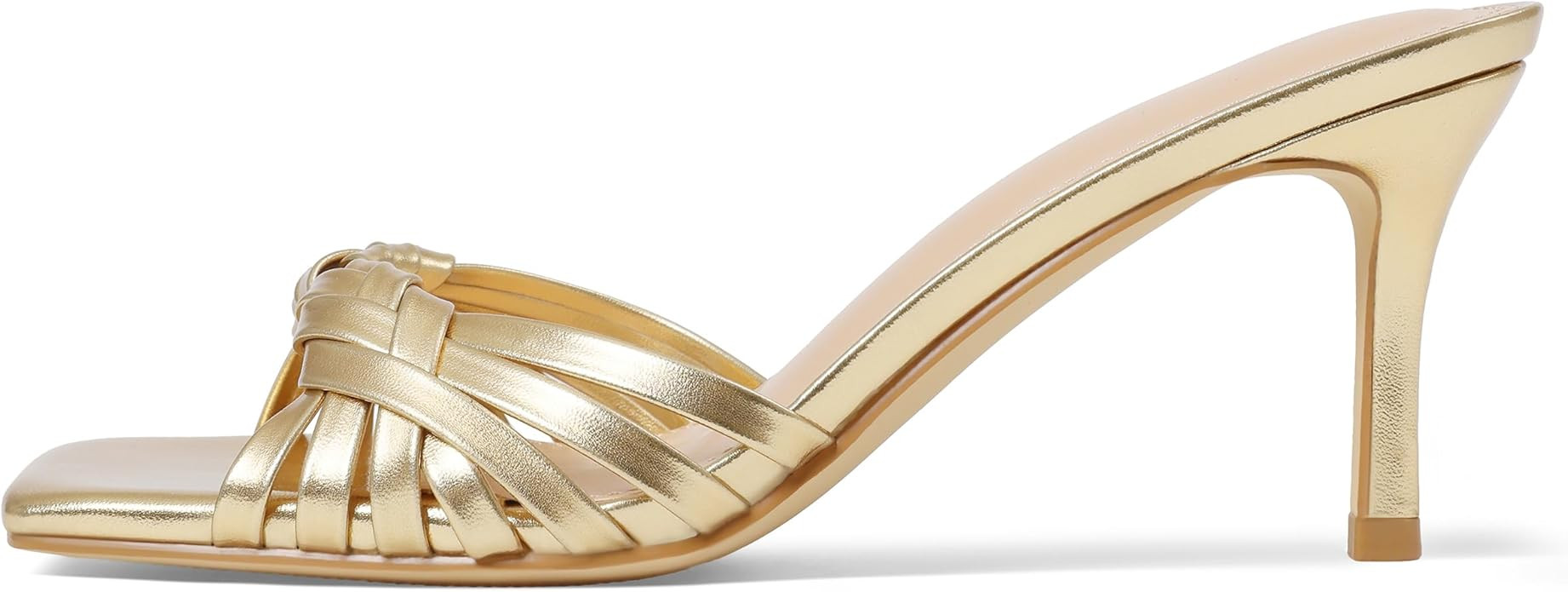 Eteridrey Kitten Heels for Women, Woven Square Toe Mule Heels, Backless 3 Inch Short Heel, Comfor... | Amazon (US)