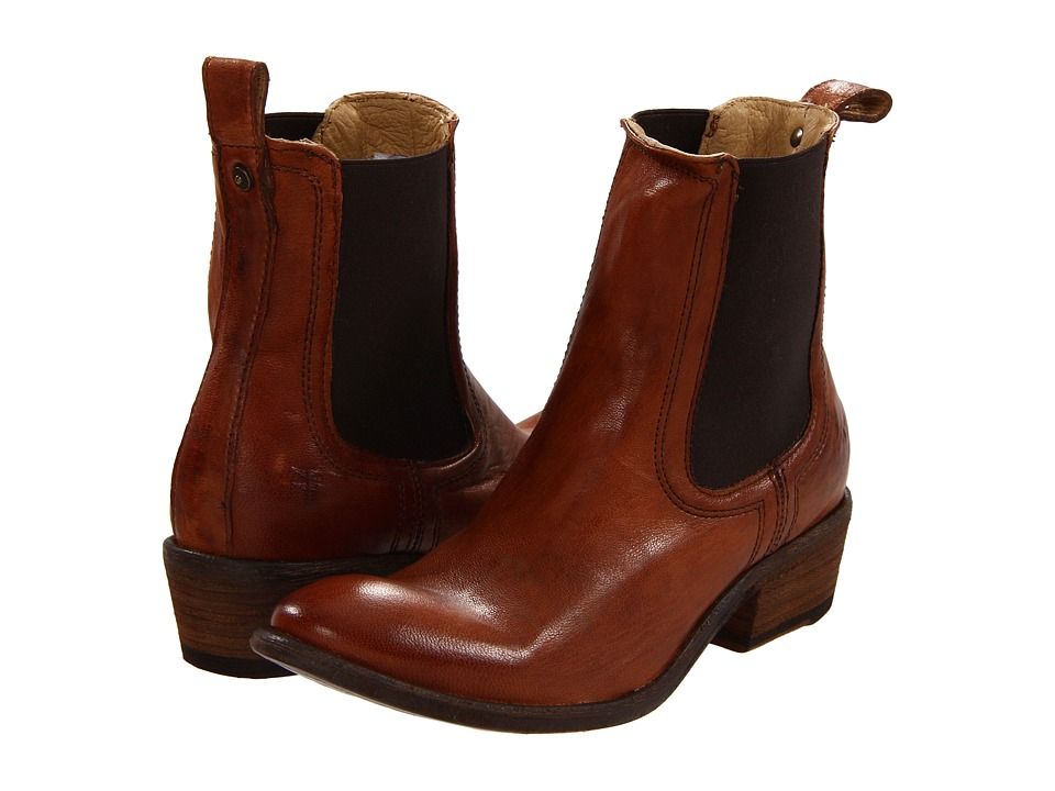 Frye Carson Chelsea (Cognac Antique Soft Full Grain) Women's Boots | Zappos