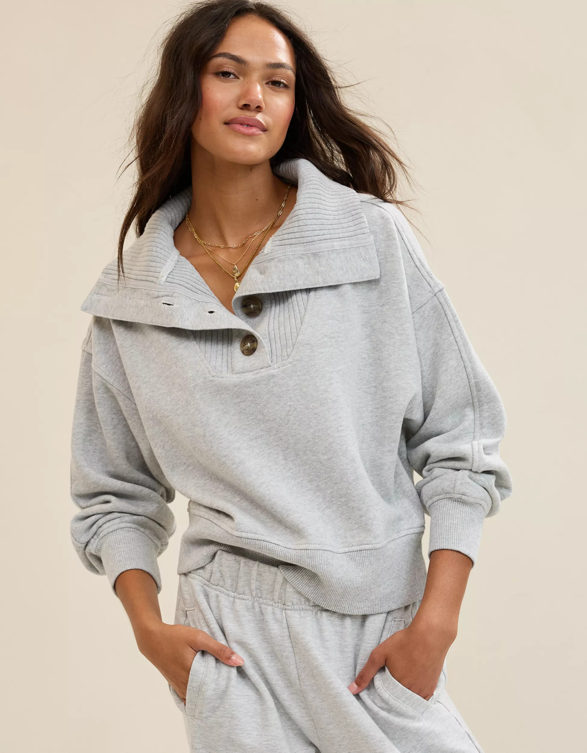 Aerie Best Button Sweatshirt | Aerie