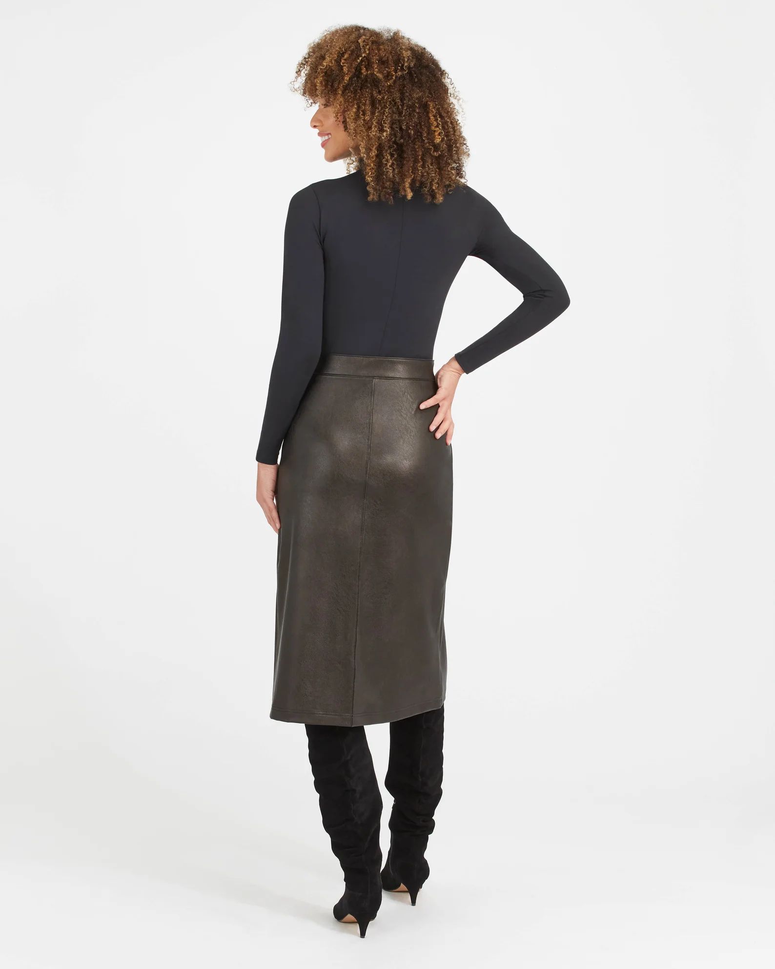 Leather-Like Midi Skirt | Spanx