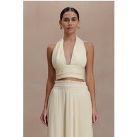 Amaris Sleeveless Plisse Halter Top / Lemon | MESHKI | 3XL | MESHKI US