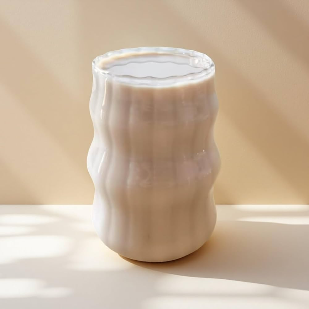 Ribbed Glass Cup 18 Oz Vintage Drinking Glassware Creative Ripple Glasses for Iced Coffee Juice B... | Amazon (US)