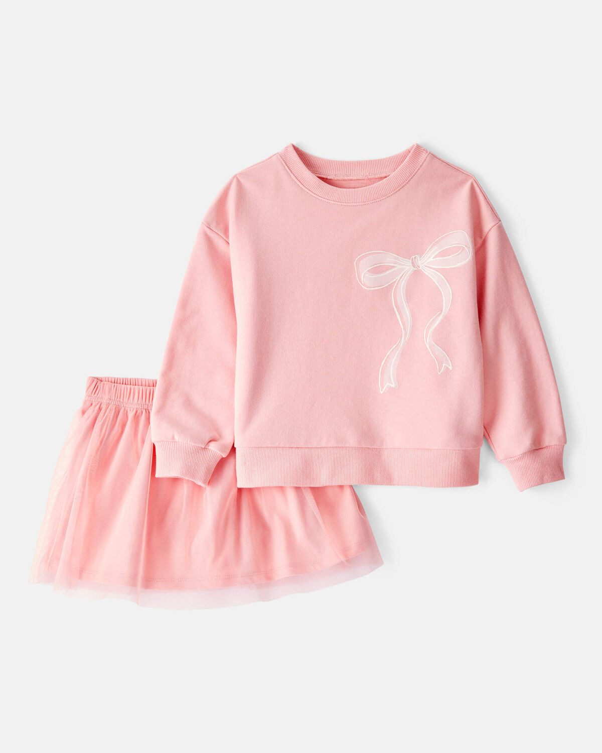Toddler Girl Bow Long-Sleeve Top & Tulle Skirt Set - Pink - Carter's | Carter's | Carter's Inc