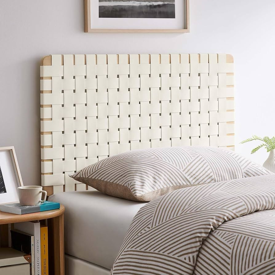 Modway Sparta Weave Twin Vegan Leather Headboard in Natural Beige | Amazon (US)