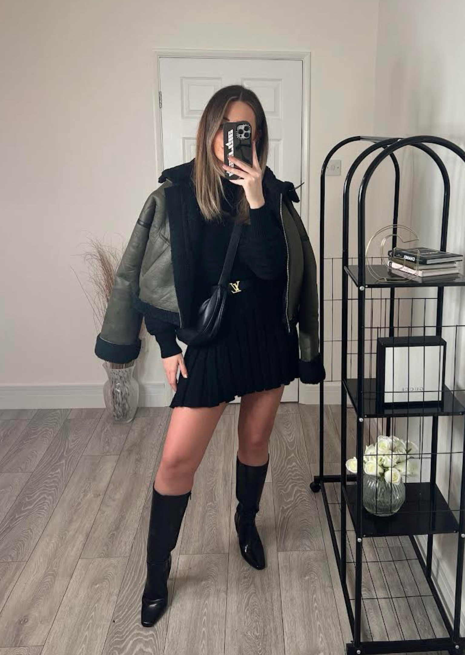 In the style, Public desire, Primark, Asos, transitional outfit, transitional style, winter outfit, winter fashion, jumper dress, black knit dress, aviator jacket, khaki leather jacket, borg jacket, knee high boots, heeled boots, crossbody bag, leather sling bag, winter outfit ideas, style inspiration 

#LTKSeasonal #LTKeurope #LTKstyletip