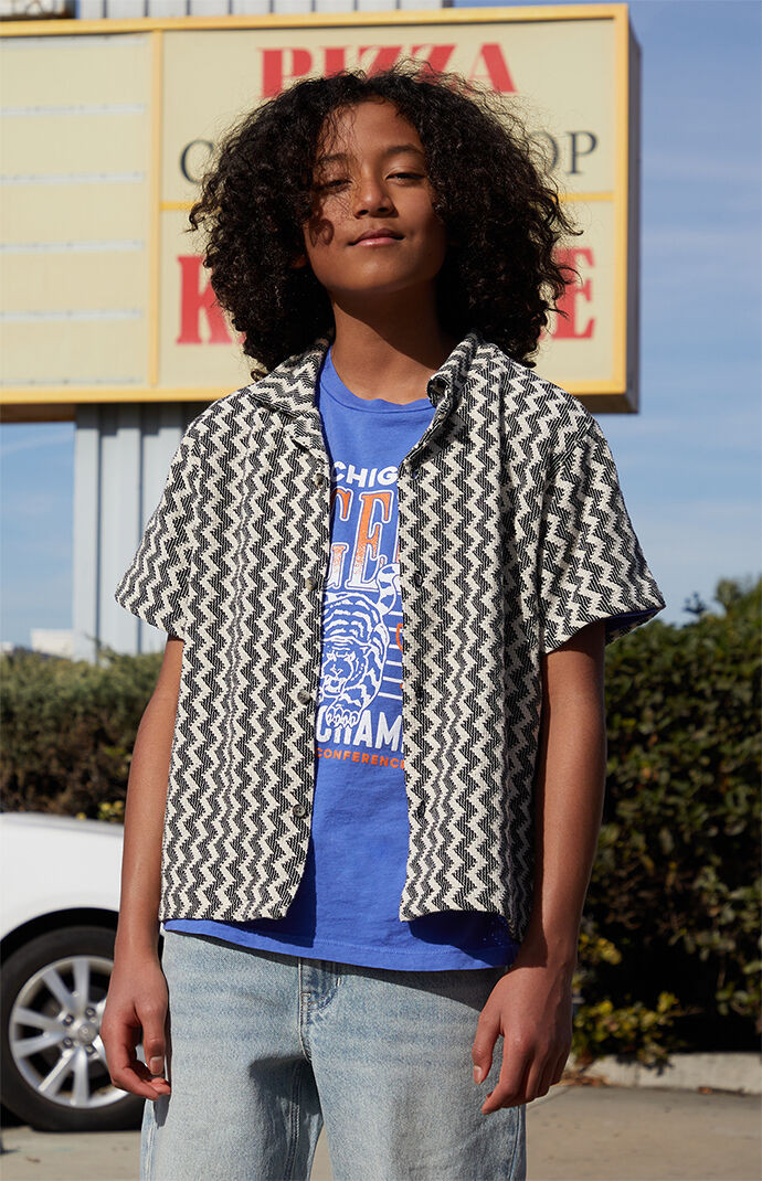 Chevron Camp Shirt in Black - Size XXL | PacSun