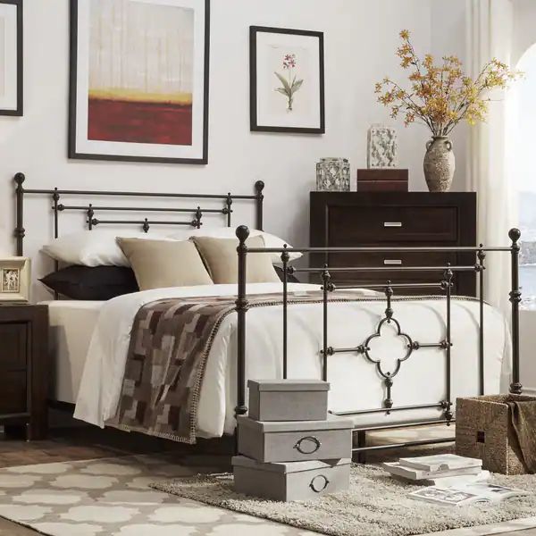 Rhodes Quatrefoils Iron Metal Bed with Footboard by iNSPIRE Q Artisan - Twin | Bed Bath & Beyond